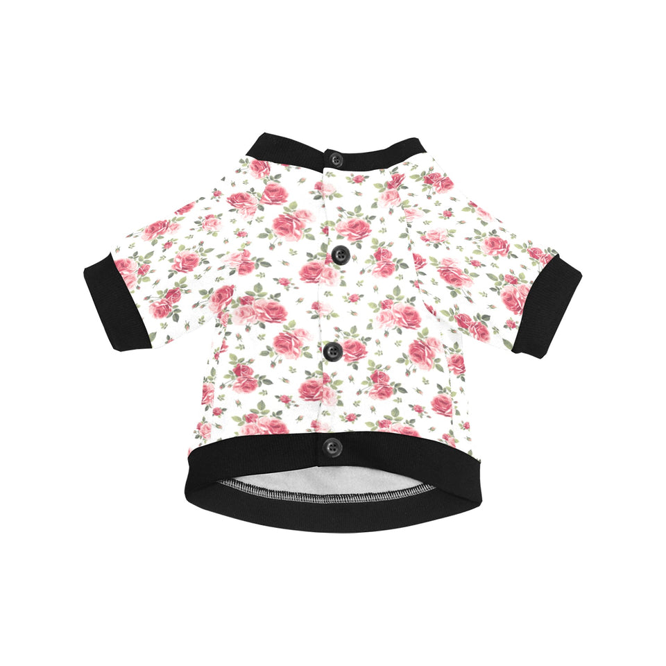 Rose Pattern Print Design 02 All Over Print Pet Dog Round Neck Fuzzy Shirt