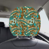 Coffee Bean Pattern Graphic Ornate Car Headrest Cover