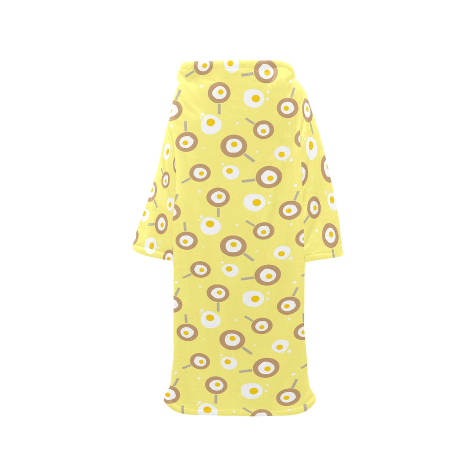 Fried Eggs Pattern Print Design 03 Blanket Robe with Sleeves