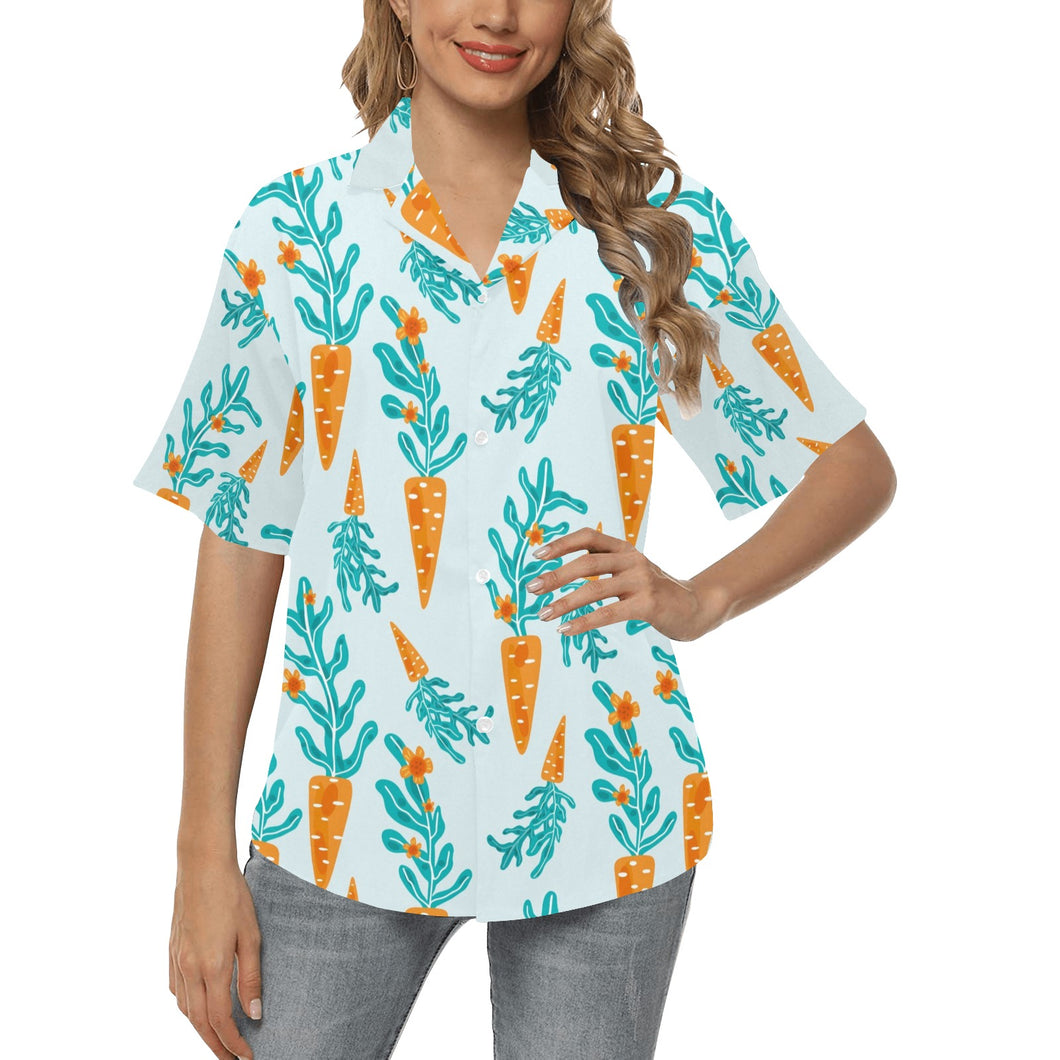 Carrot Pattern Print Design 03 Women's All Over Print Hawaiian Shirt