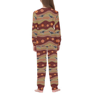 Kangaroo Aboriginal Pattern Kids' Boys' Girls' All Over Print Pajama Set