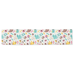 Tea pots Pattern Print Design 05 Table Runner