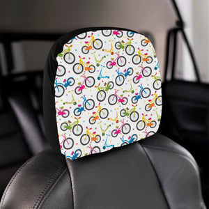 Bicycle Pattern Print Design 02 Car Headrest Cover