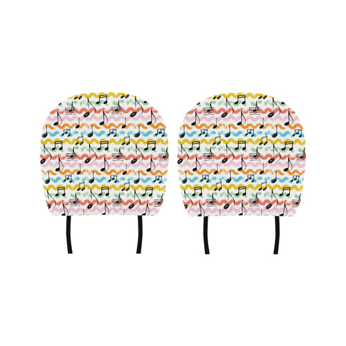 Music Notes Pattern Print Design 01 Car Headrest Cover