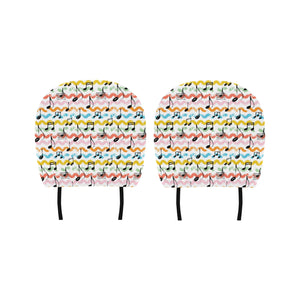 Music Notes Pattern Print Design 01 Car Headrest Cover