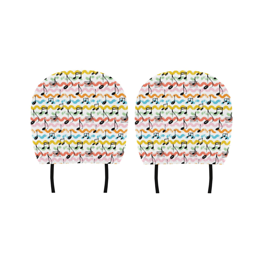 Music Notes Pattern Print Design 01 Car Headrest Cover