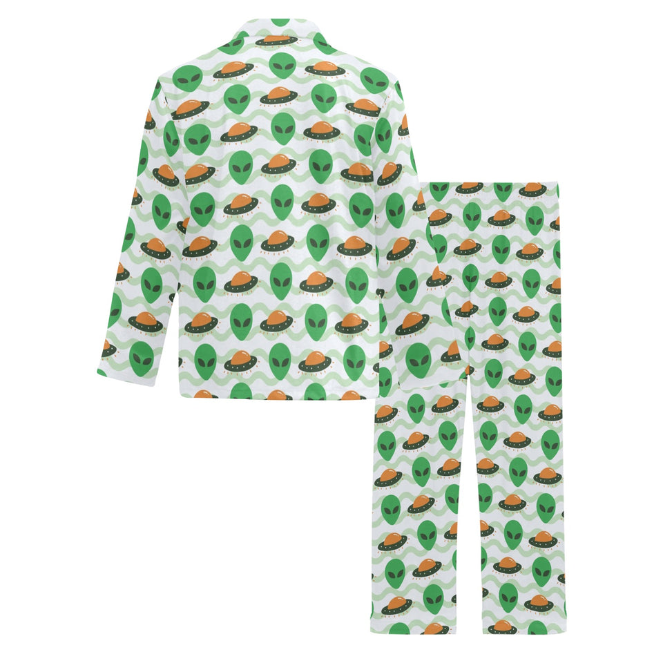 Alien Pattern Print Design 02 Men's Long Pajama Set