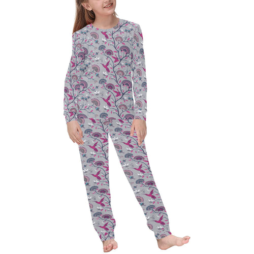 Hummingbird Pattern Print Design 04 Kids' Boys' Girls' All Over Print Pajama Set