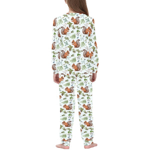 Squirrel Pattern Print Design 02 Kids' Boys' Girls' All Over Print Pajama Set