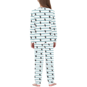 Ninja Pattern Stripe Background Kids' Boys' Girls' All Over Print Pajama Set