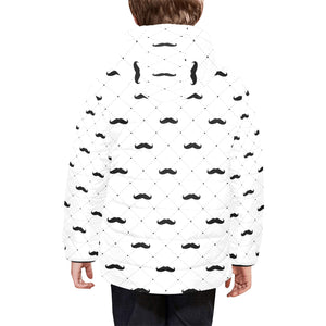 Mustache Beard Pattern Print Design 04 Kids' Boys' Girls' Padded Hooded Jacket