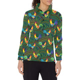 Rooster Chicken Pattern Theme Women's Long Sleeve Polo Shirt