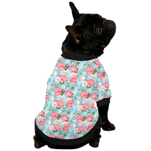 Rose Pattern Print Design 03 All Over Print Pet Dog Round Neck Fuzzy Shirt