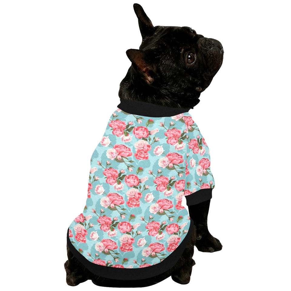 Rose Pattern Print Design 03 All Over Print Pet Dog Round Neck Fuzzy Shirt