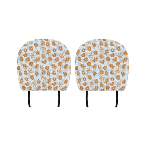 Christmas Gingerbread Cookie Pattern background Car Headrest Cover