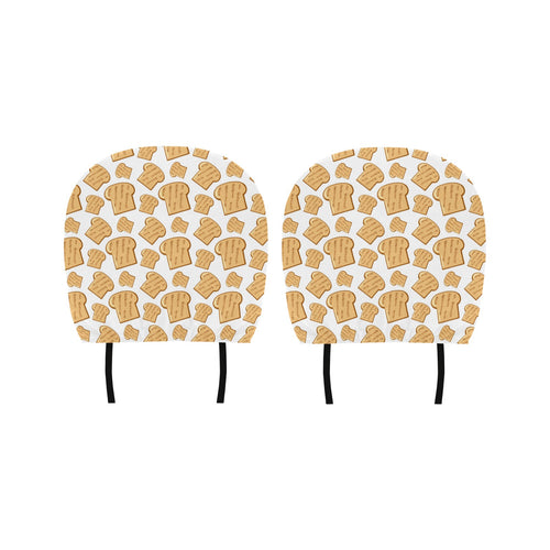 Bread Toast Pattern Print Design 05 Car Headrest Cover