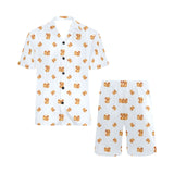 Pancake Pattern Print Design 03 Men's V-Neck Short Pajama Set