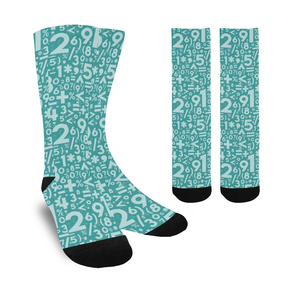 Math Pattern Print Design 05 Crew Socks