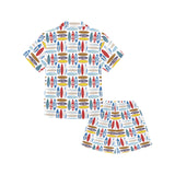 Surfboard Pattern Print Design 02 Kids' Boys' Girls' V-Neck Short Pajama Set