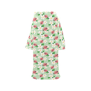 Ladybug Pattern Print Design 05 Blanket Robe with Sleeves