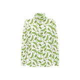 Green Peas Pattern Print Design 02 Women's Long Sleeve Polo Shirt