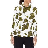 Hop Leaves Pattern Women's Long Sleeve Polo Shirt