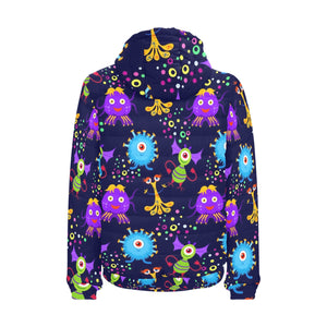 Alien Pattern Print Design 01 Men's Padded Hooded Jacket(ModelH42)