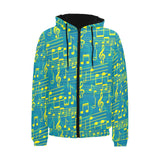 Music Notes Pattern Print Design 05 Men's Padded Hooded Jacket(ModelH42)