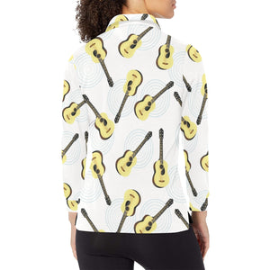 Classic Guitar Pattern Women's Long Sleeve Polo Shirt