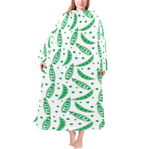 Green Peas Pattern Print Design 01 Blanket Robe with Sleeves