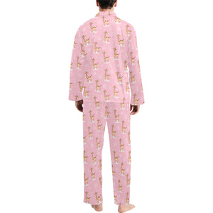 Giraffe Pattern Print Design 01 Men's Long Pajama Set