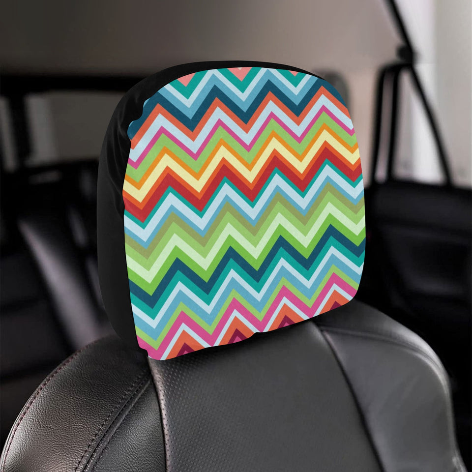 Rainbow Zigzag Chavron Pattern Car Headrest Cover