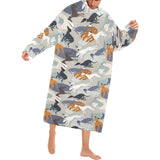 Greyhound Pattern Print Design 04 Blanket Robe with Sleeves