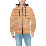 Wood Printed Pattern Print Design 04 Men's Padded Hooded Jacket(ModelH42)