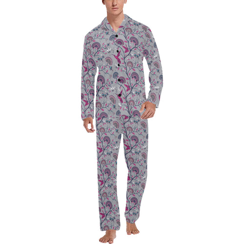 Hummingbird Pattern Print Design 04 Men's Long Pajama Set