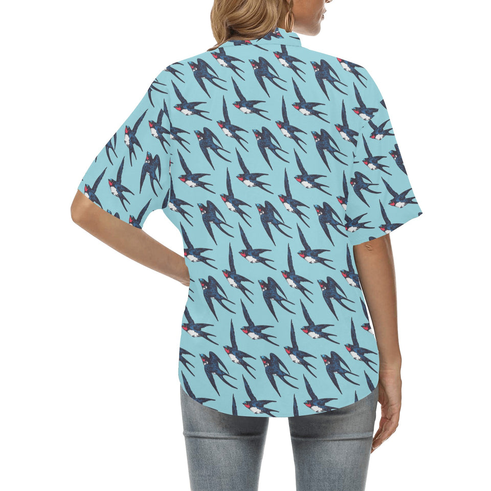 Swallow Pattern Print Design 01 Women's All Over Print Hawaiian Shirt