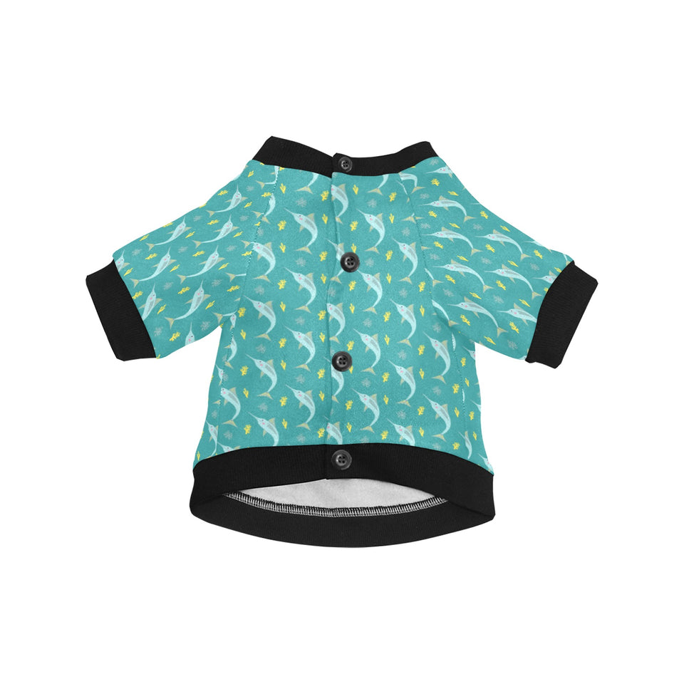 Swordfish Pattern Print Design 04 All Over Print Pet Dog Round Neck Fuzzy Shirt