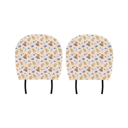 Teddy Bear Pattern Print Design 01 Car Headrest Cover