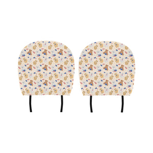 Teddy Bear Pattern Print Design 01 Car Headrest Cover