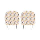 Teddy Bear Pattern Print Design 01 Car Headrest Cover