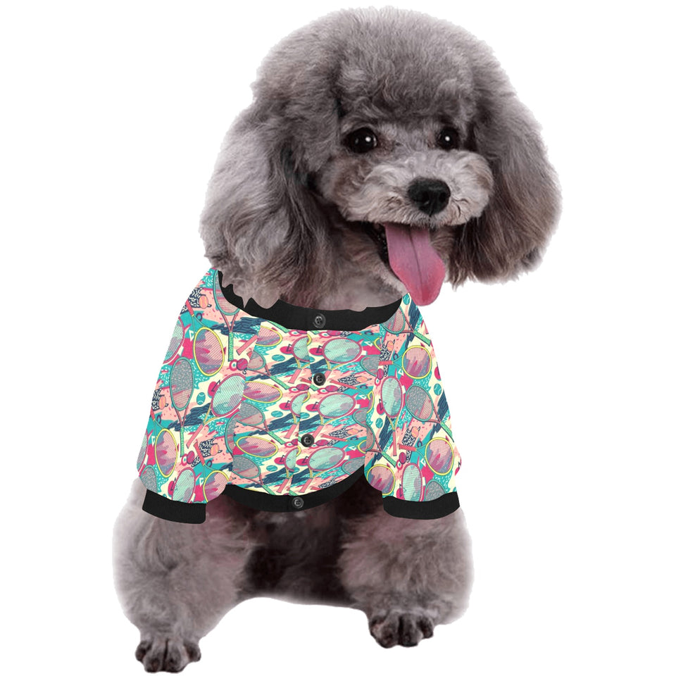 Tennis Pattern Print Design 01 All Over Print Pet Dog Round Neck Fuzzy Shirt