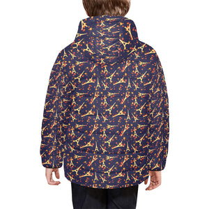 Eiffel Tower Pattern Print Design 02 Kids' Boys' Girls' Padded Hooded Jacket