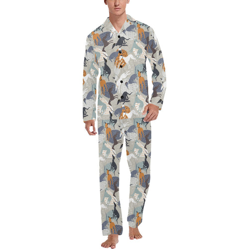 Greyhound Pattern Print Design 04 Men's Long Pajama Set