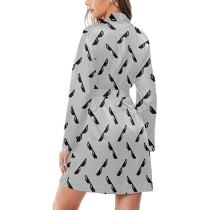 Sun Glasses Pattern Print Design 05 Women's Long Sleeve Belted Night Robe