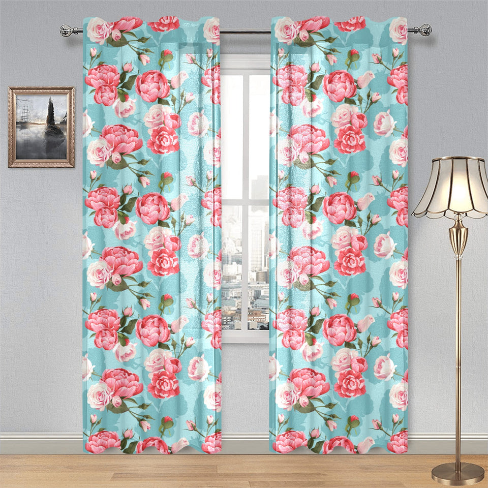 Rose Pattern Print Design 03 Gauze Curtain