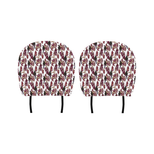 Crow Tree Leaves Pattern Car Headrest Cover