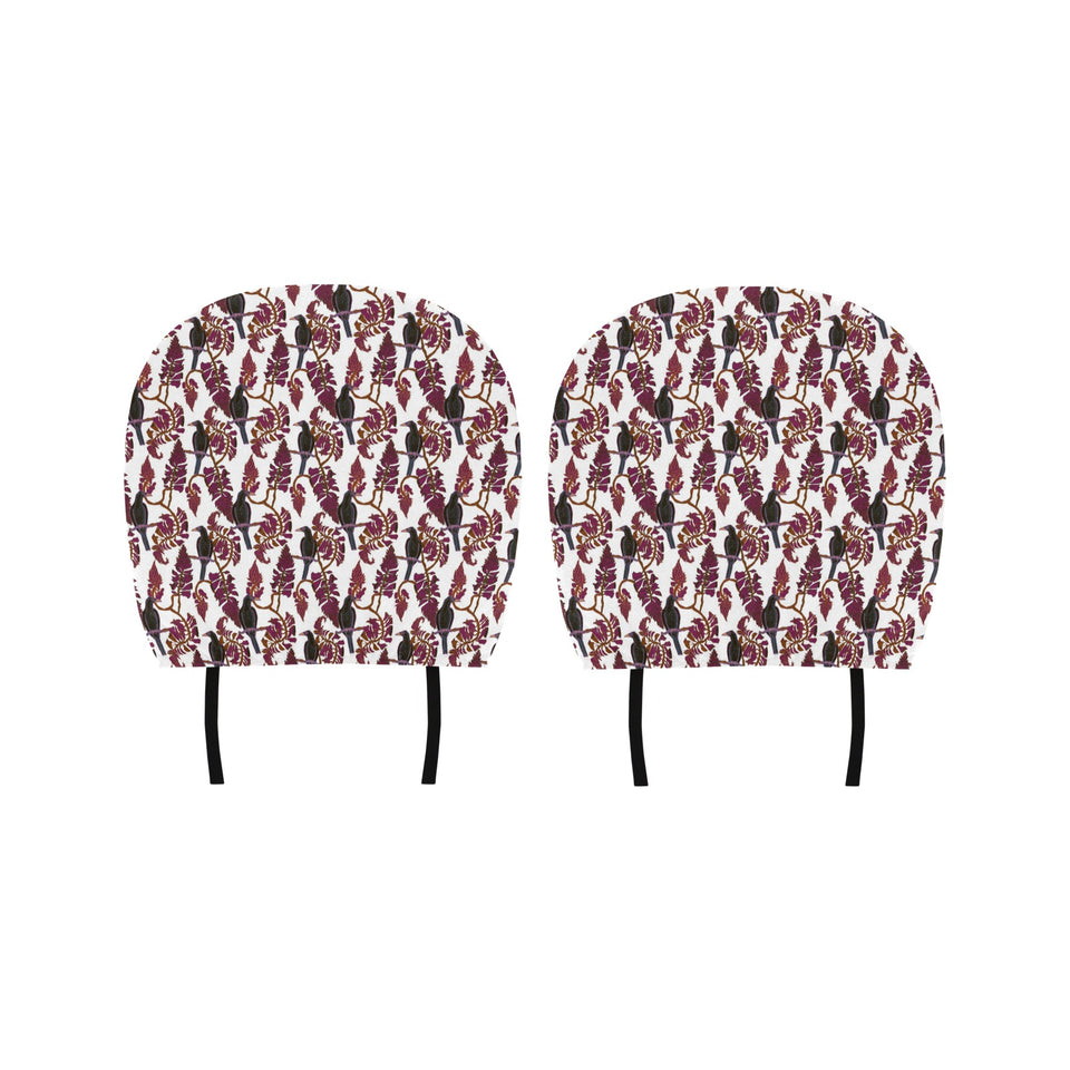 Crow Tree Leaves Pattern Car Headrest Cover