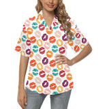 Lips Pattern Print Design 03 Women's All Over Print Hawaiian Shirt