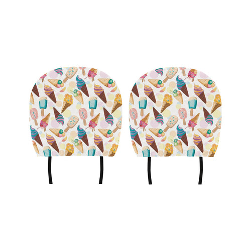 Colorful Ice Cream Pattern Car Headrest Cover