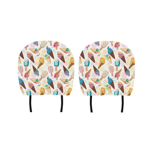 Colorful Ice Cream Pattern Car Headrest Cover